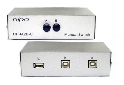 USB2.0 A In B Out, 2 Ways Switch Box Metal